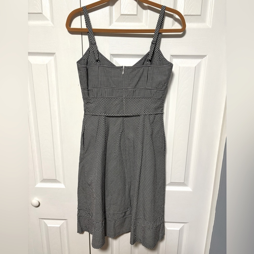 Talbots 100% Cotton Elegant Black and White Gingham Checkered Dress w/bias belt - Picture 2 of 4